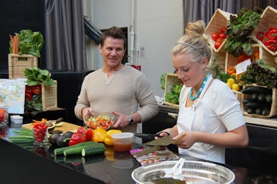 Chef Paul Finkelstein and an assistant made sushi pockets at the 'Eat Well' station.