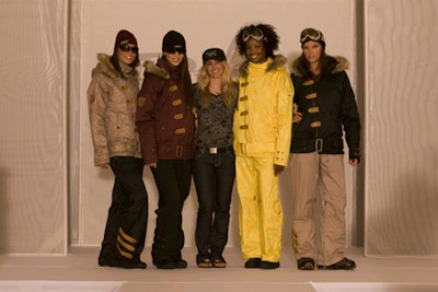Models sported the latest outerwear designs from Gretchen Bleiler's spring collection.