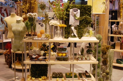 Boston visual merchandising company Cahill Display decorated its booth in seasonal motifs, including this spring-themed vignette.
