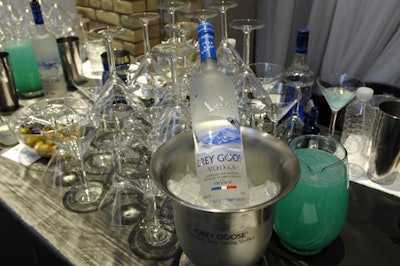 Servers offered drinks at a Grey Goose martini bar.
