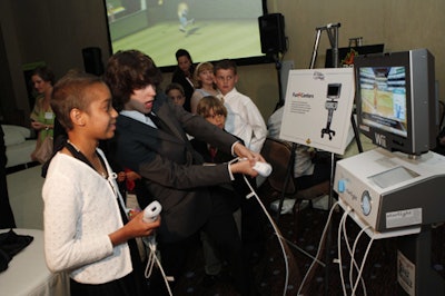 Kids faced off in a battle of Wii baseball.