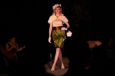 Models wore floral fashions on the catwalk.
