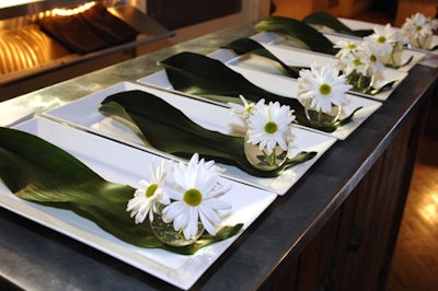 Daisies decorated the serving platters laid out for hors d'oeuvres.