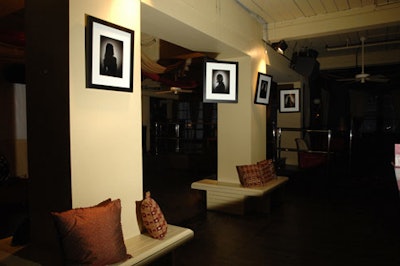 Decor in the Social Club included Moroccan-inspired throw pillows, tapestries, and black-and-white images of well-known female personalities who support the foundation's cause.