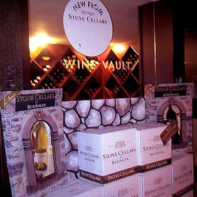 The wine vault in the basement level event space of Vine was filled with boxes of Beringer's new Stone Cellars table wine.