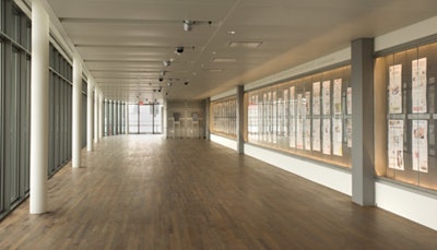 The sixth-floor Today's Front Pages Gallery, with a display of international newspaper clippings, and its adjoining balcony can hold as many as 150 for receptions.