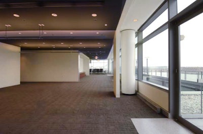 The top floor of the conference center offers air wall capabilities, drop-down plasma screens, and access to an expansive terrace.