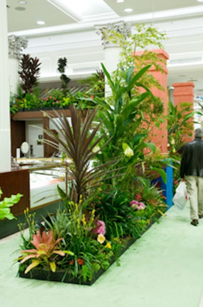 Plants and flowers flown in from across the country created a tropical feel.