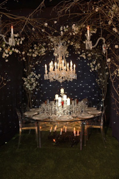 Baccarat's fairy-tale-like setting included a crystal chandelier above (and another underneath) the table.