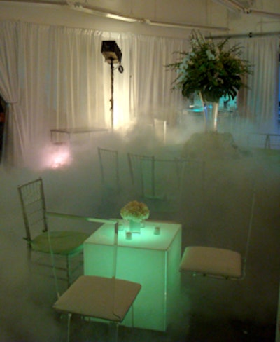 Billowing fog from Party Sparks Inc. covered the ground of the winter room.