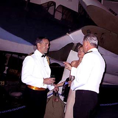 Guests mingled among the Intrepid's military memorabilia during cocktails.