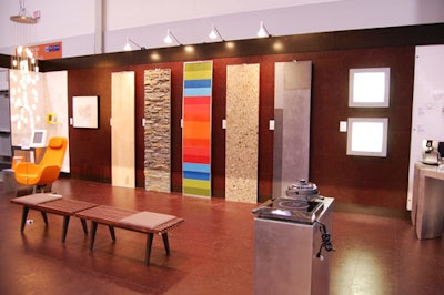 Various finishes and building materials were featured on a series of panels placed against the gallery wall.