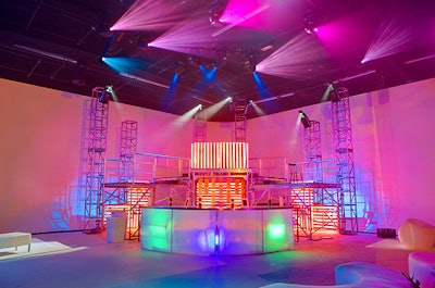 A colorful light show transformed the venue.