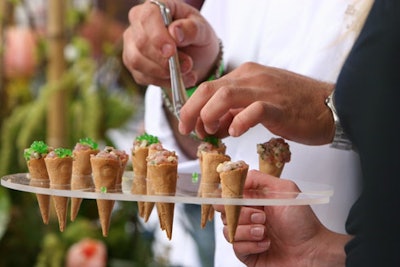 Sunset Restaurant passed around trays of tuna tartare cones.