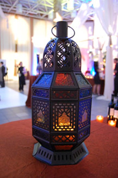 Moroccan lanterns sat atop cocktail tables throughout the venue.