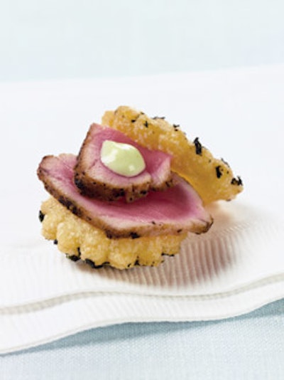 Seared ahi tuna on a crispy nori bun with wasabi mustard, from Susan Gage in Washington