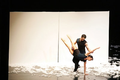 The evening began with the world premiere of Extremely Close, a contemporay piece set against a stark, black-and-white background.