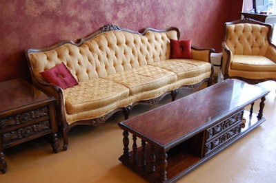 A Victorian-style sitting area accents Chocolate Grape's main room.