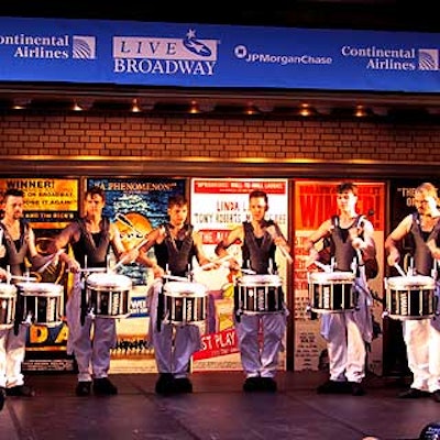 The cast of Blast! performed at the opening of the Stars in the Alley performance.