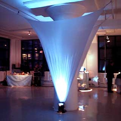Ketchum's Entertainment Marketing Group and Mood Food added blue lighting and white fabric to the raw space at Zoom Studios.