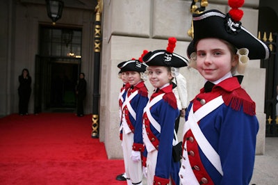Young Washington Ballet dancers, dressed as toy soldiers, saluted guests on the red carpet.