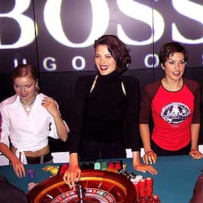 Izabella Miko, Shalom Harlow and Mariska Hargitay were among the celebrity casino dealers at Hugo Boss' party for its new New York flagship store.
