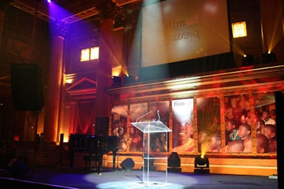 Bright lights illuminated the stage where FilmAid's founder introduced the honorees.