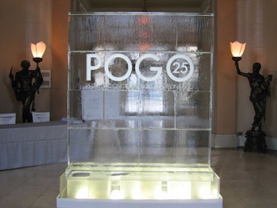 An ice sculpture, created by Iceculture, displayed the POGO logo at the entrance to the venue.