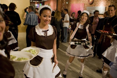 Servers donned maids' costumes.