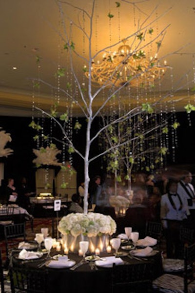 Other arrangements included orchids dangling from tree branches.