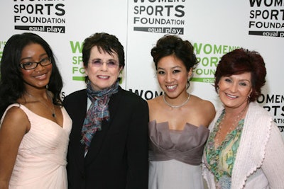 The foundation unveiled its new green logo, tying in with the theme for the event. Attendees included, from left, Keke Palmer, Billie Jean King, Michelle Kwan, and Sharon Osbourne.