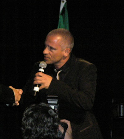Eros Ramazzotti spoke to guests and media before his performance.
