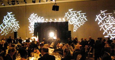 Geometric light displays added to the decor in the main ballroom.