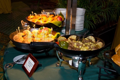The resort set up multiple food stations in the cocktail area with a selection of bites for guests to enjoy.