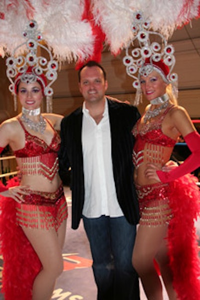 As a surprise, boxer John McMullen brought in costumed women from Champagne Showgirls during his fight.