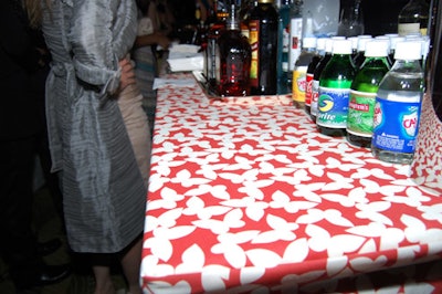 Another custom Missoni print served as a tablecloth for the bar and upholstery for pillows in the lounge.