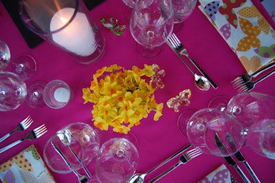 Crystal Swarovski butterflies littered the brightly colored tables.