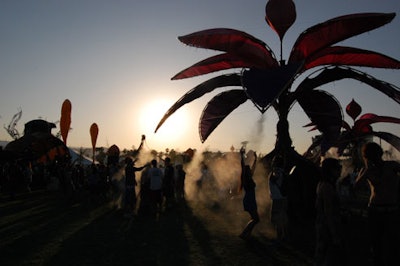Misters rigged into the Do Lab's installation provided heat relief for guests.