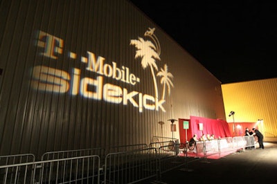 T-Mobile splashed its logo across the expanse of a private airplane hangar.