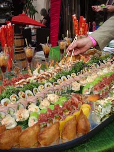 An expansive sushi bar was set up outside during the cocktail hour.