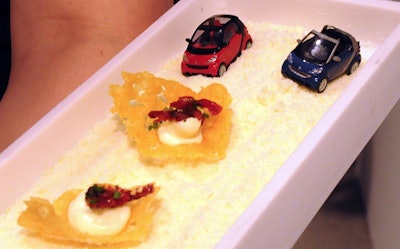 Caterer Sonnier & Castle placed miniature Smart cars on some of the serving trays.