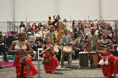An African dance troupe and drummers performed for the crowd.