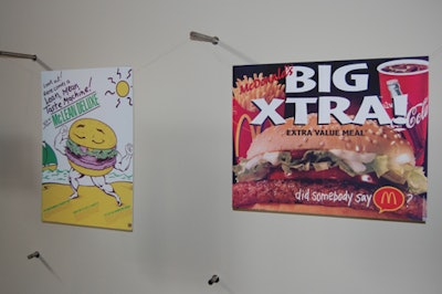 The event included posters from past McDonald's burgers like the Big Xtra and the McLean Deluxe.