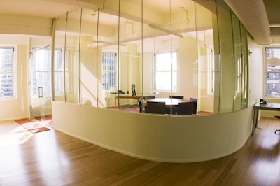 A glass-enclosed office is also available.