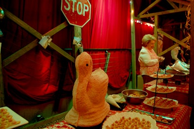 The Turkey Point food station included a Spam swan sculpture.