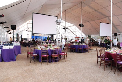 Approximately 800 attendees sat at round tables in the dinner tent.