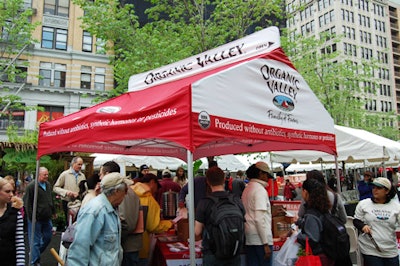 Organic Valley marketed its produce from beneath a tent shaped like a milk carton.