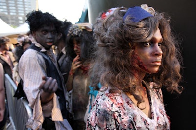 Dancers dressed as the performers from the original 'Thriller' music video.