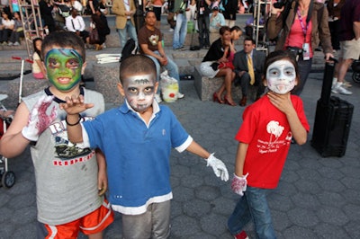 Several face-painting stations were set up throughout the plaza for children (and adults) who wanted zombie makeup.