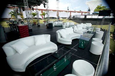 Room Service Furniture and Event Rentals provided sprawling lounge areas for guests to escape the crowds.